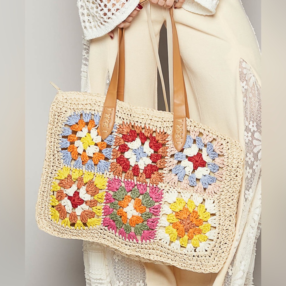 POL Multicolor Crochet Tote Bag
